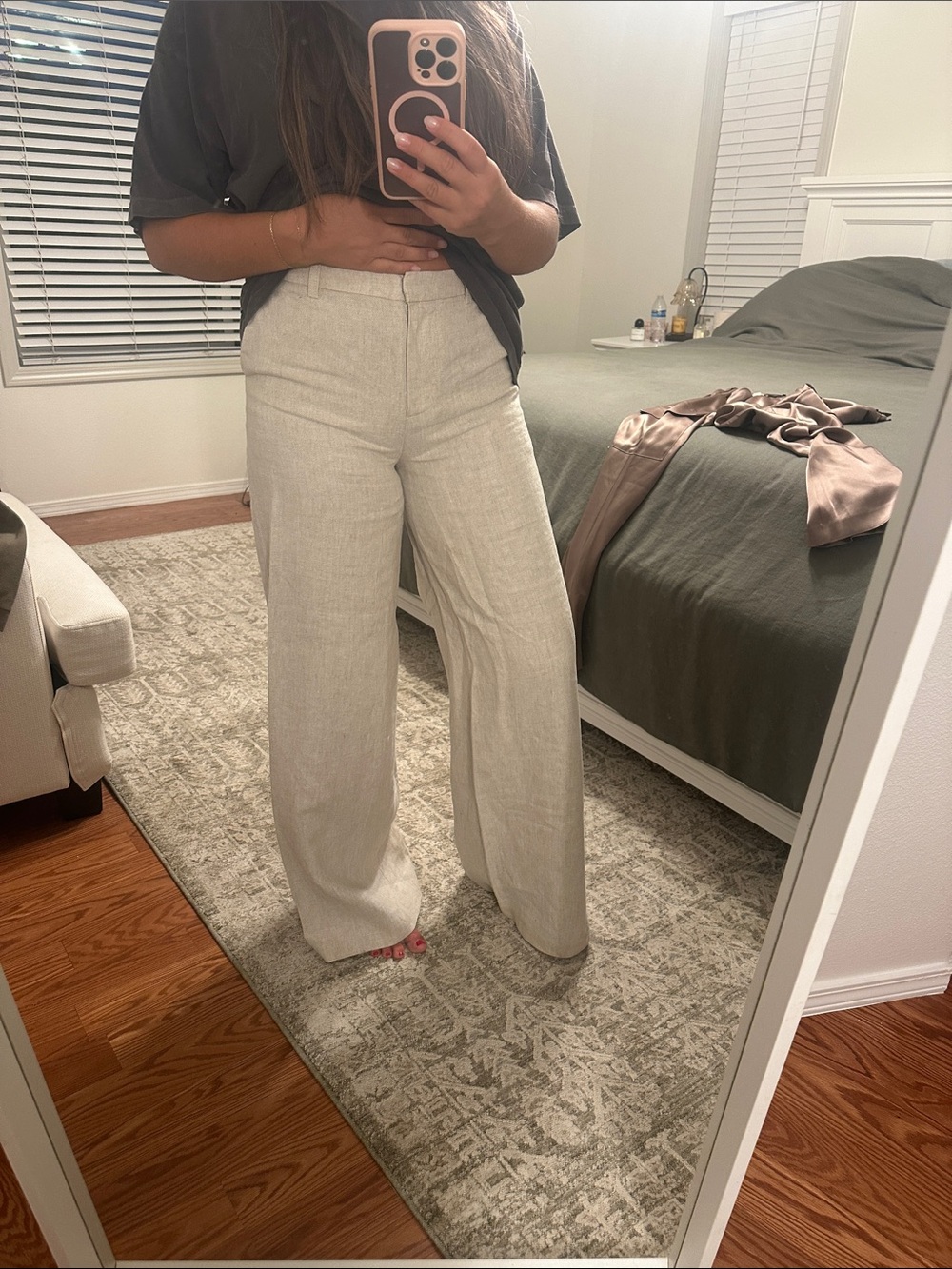 Wide leg 100% linen pants